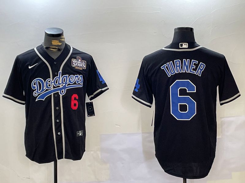Men Los Angeles Dodgers #6 Turner Black Game 2024 Nike MLB Jersey style 11202